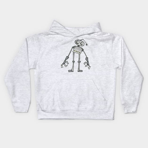 Giant Hands Robot Kids Hoodie by CuteBotss